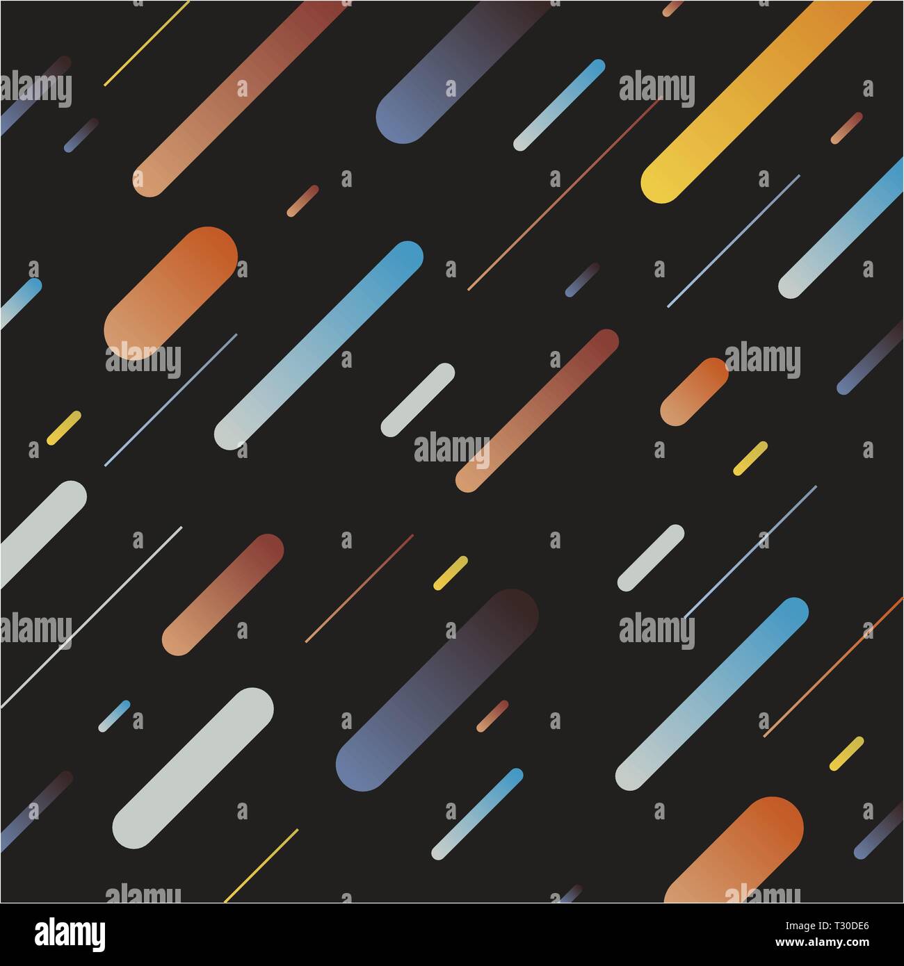 Abstract multicolor dynamic geometric pattern diagonal lines on dark background. Retro style. Vector illustration Stock Vector