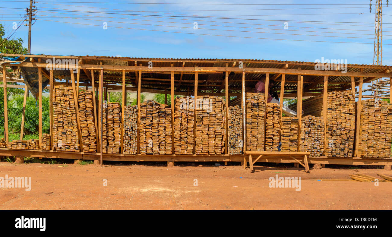 roadside sheds selling planed timber Lilongwe Malawi Stock Photo
