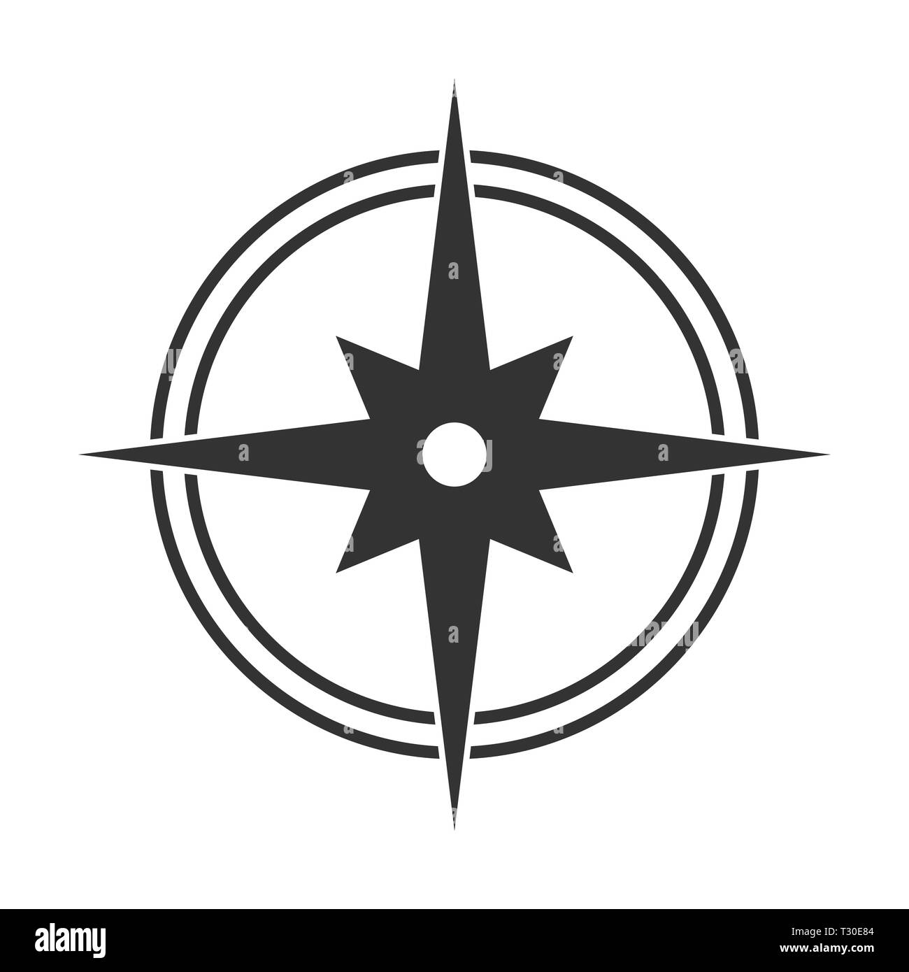 Simple flat icon of a compass, cardinal directions and orienteering Stock Vector
