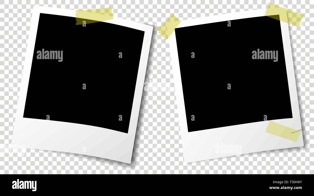 old retrostyle instant picture frames with semitransparent shadows