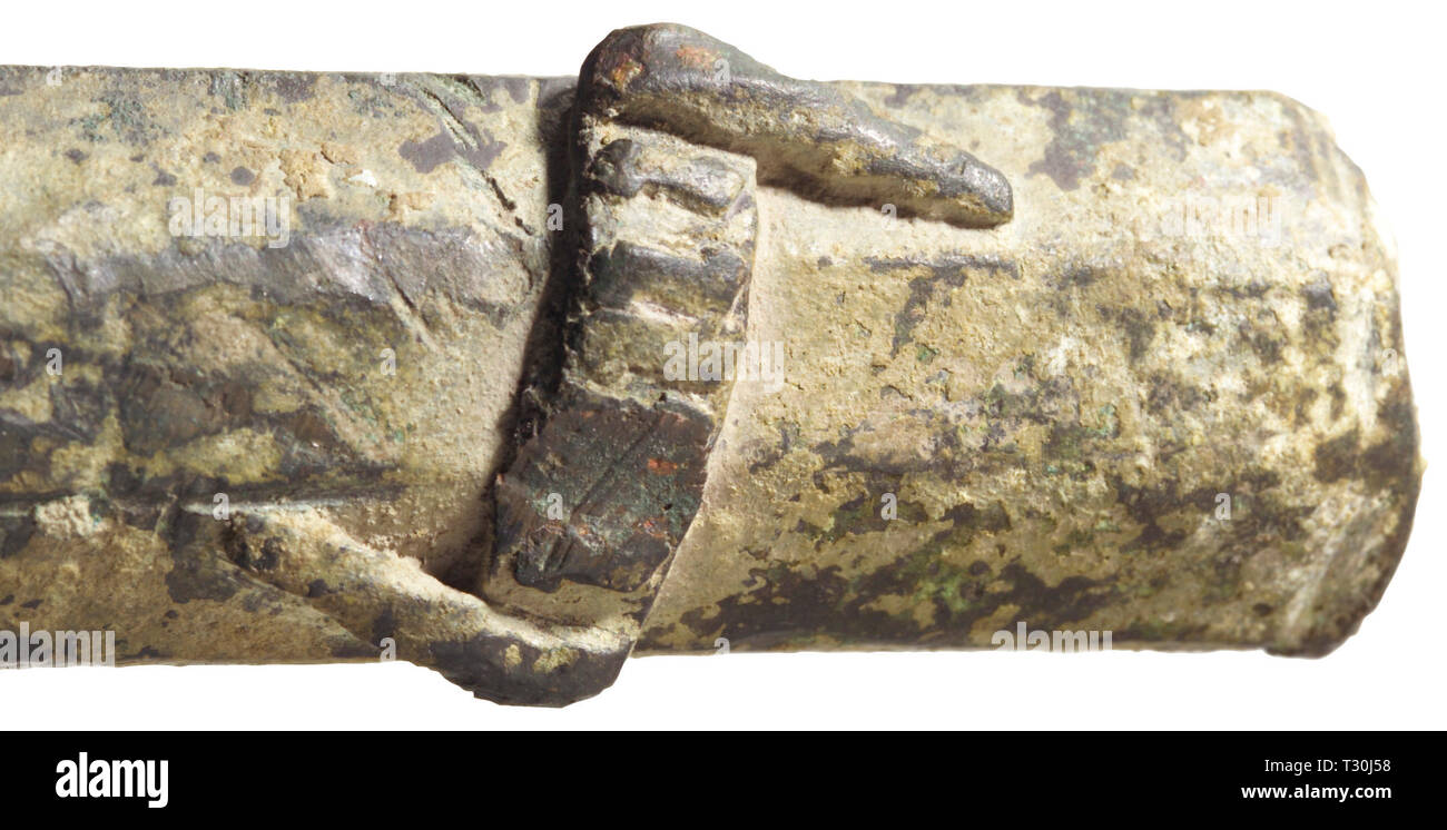 LONG ARMS, fragment of hand cannon, German, circa 1450, Additional-Rights-Clearance-Info-Not-Available Stock Photo