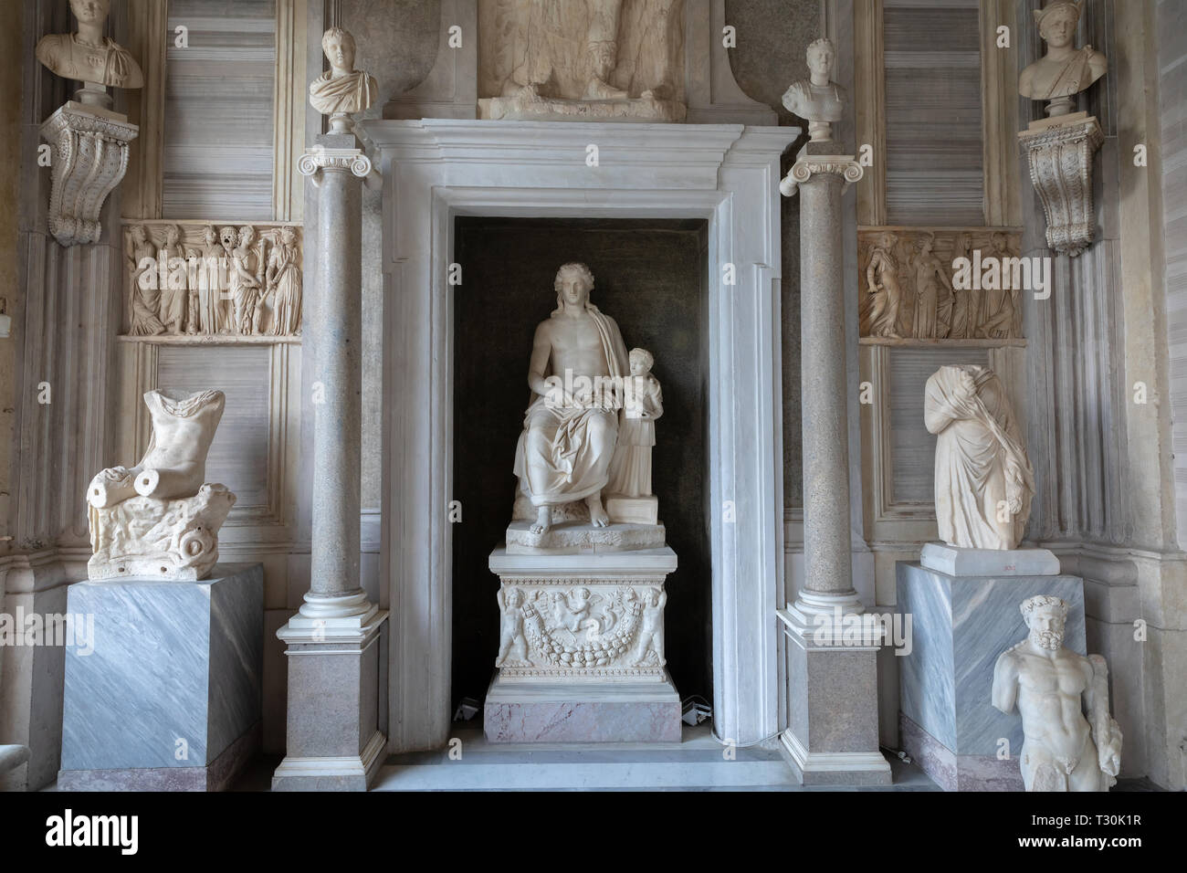 Rome, Italy - June 22, 2018: Baroque marble sculptural group by Italian artist in Galleria Borghese of Villa Borghese Stock Photo