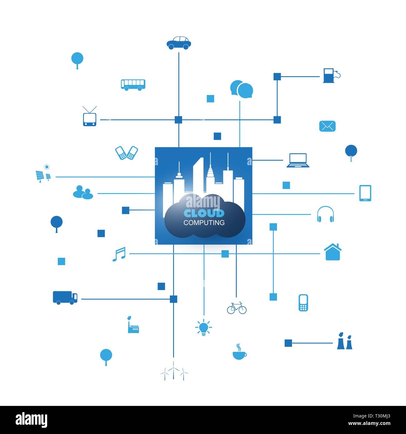 Cloud Computing Design Concept with Icons - Digital Network Connections ...