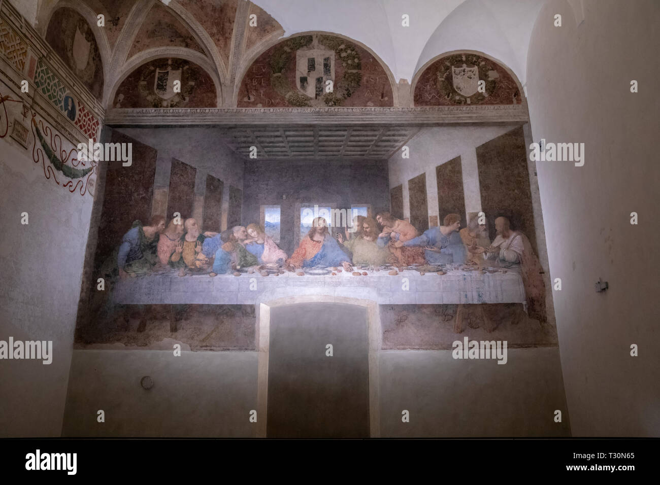Milan, Italy June 27, 2018 Interior of refectory of the convent
