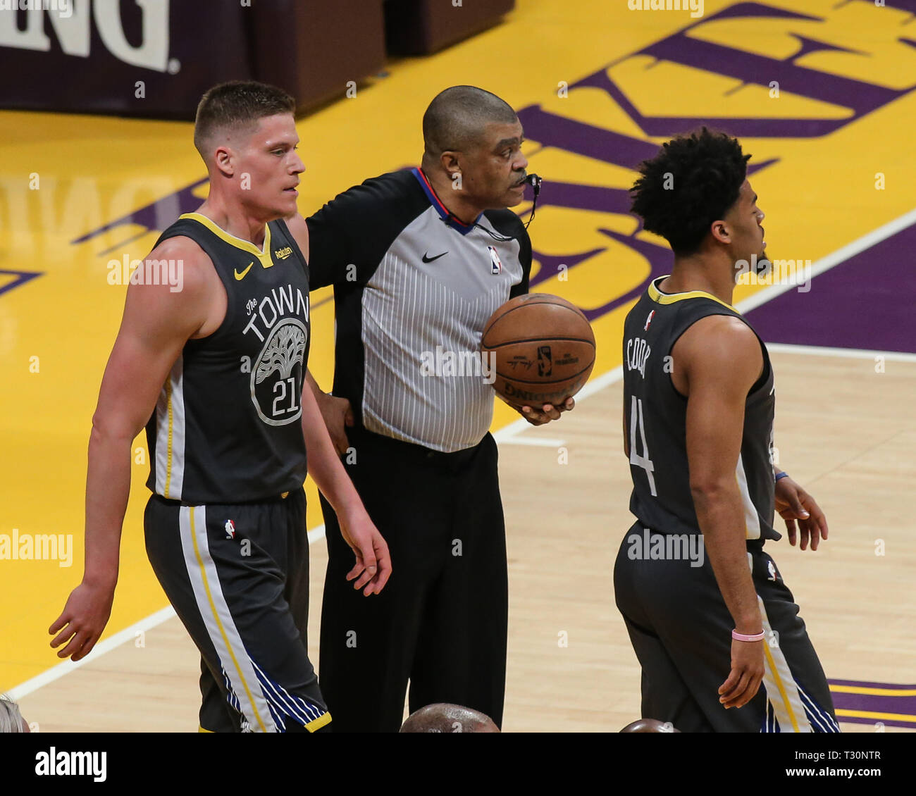 Los Angeles, California, USA. 04th Apr, 2019. Referee Tony Brothers during the Golden State Warriors vs Los Angeles Lakers game at Staples Center in Los Angeles, CA. on April 4, 2019. (Photo by Jevone Moore) Credit: Cal Sport Media/Alamy Live News Stock Photo