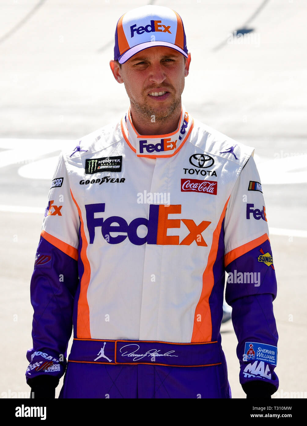 April 5, 2019 - NASCAR Monster Energy Cup Driver DENNY HAMLIN on April 5, 2019 at Bristol Motor Speedway in Bristol, Tennessee Credit: Ed Clemente/ZUMA Wire/Alamy Live News Stock Photo