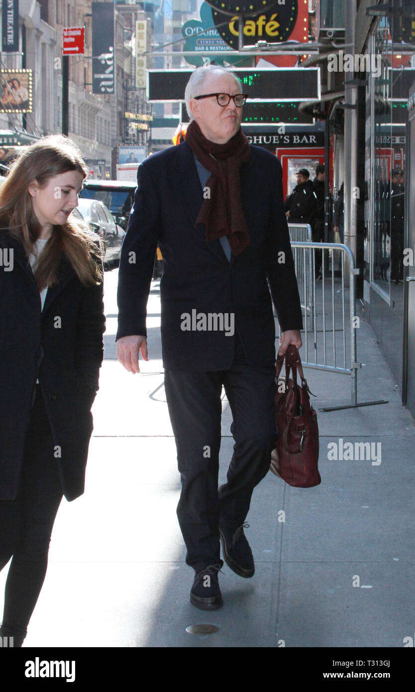 New York, USA. 04th Apr, 2019. April. 04, 2019 John Lithgow at Strahan & Sara to talk about new movie Pet Sematary in New York April 04, 2019 Credit:Credit:RW/MediaPunch Credit: MediaPunch Inc/Alamy Live News Stock Photo