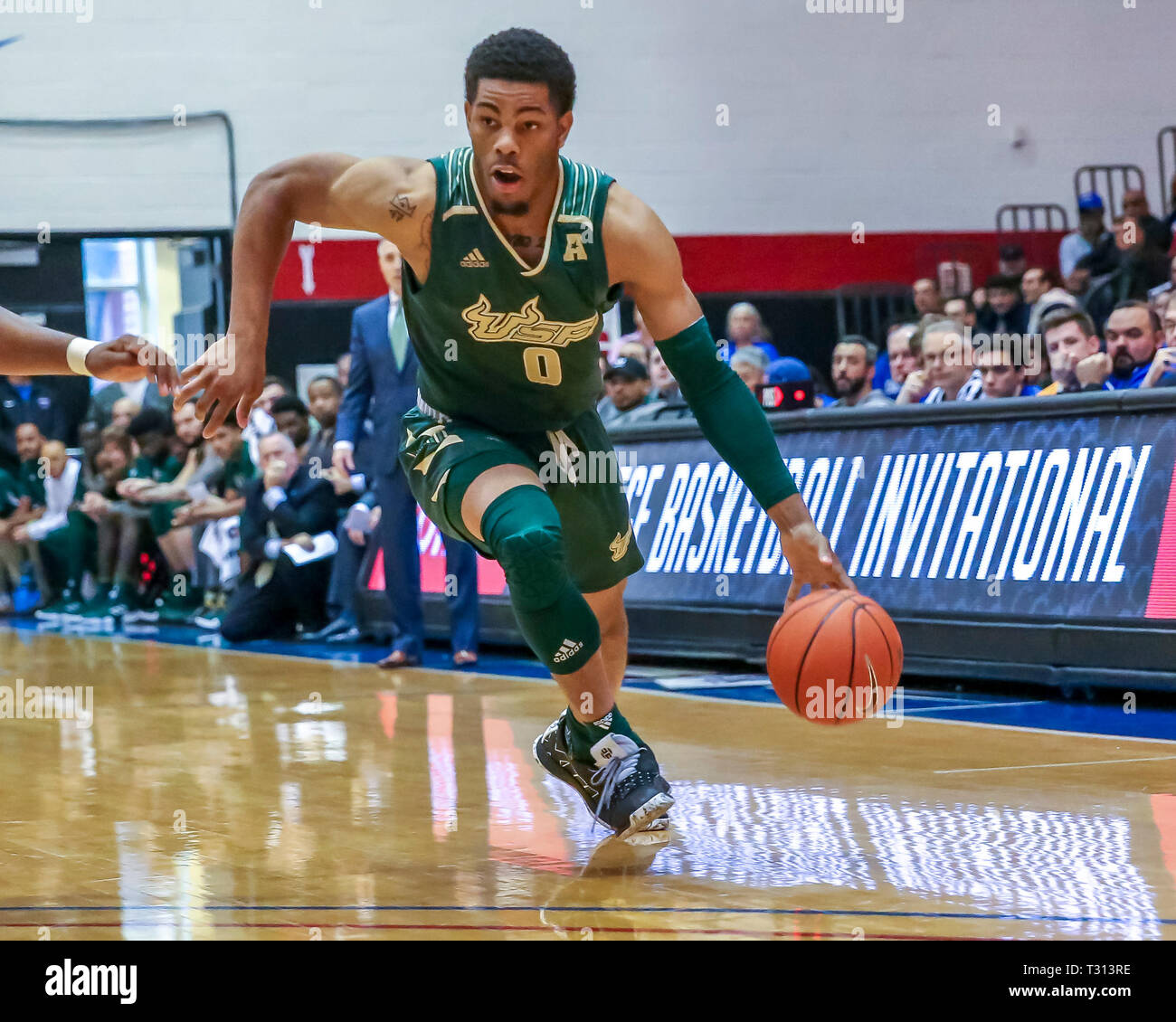 Friday April 5 - South Florida Bulls guard David Collins (0)advances the ball during the CBI Championship game between the South Florida Bulls and the DePaul University Blue Demons at Mcgrath-Phillips Arena in Chicago IL. Gary E. Duncan Sr/CSM Stock Photo