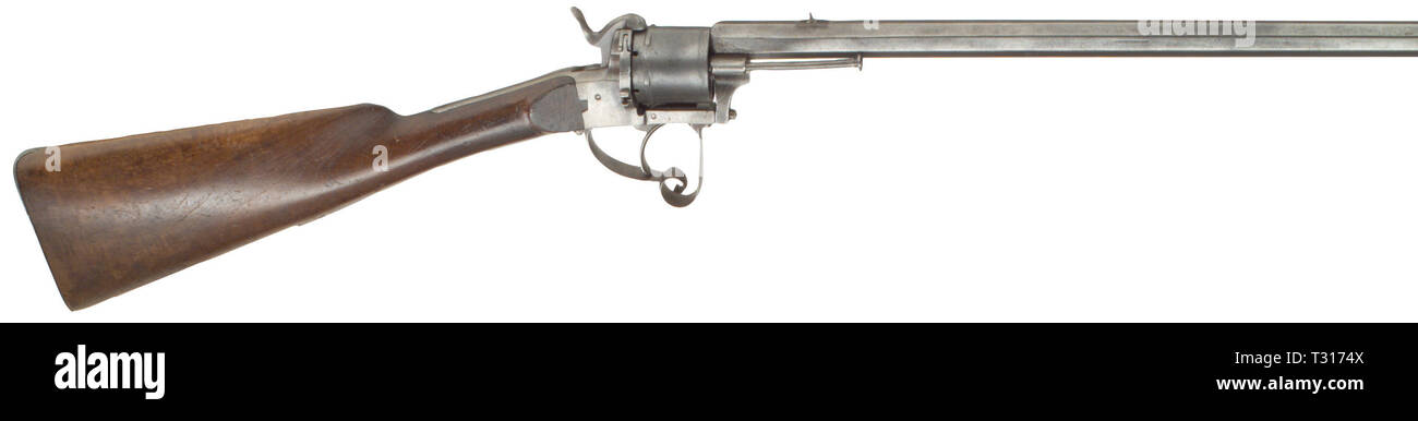 Civil long arms, pinfire, revolver rifle, Liege, circa 1860/70, Additional-Rights-Clearance-Info-Not-Available Stock Photo