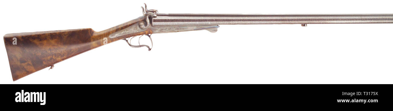 Civil long arms, pinfire, pinfire double-barrelled shotgun, Lepage, Paris, circa 1860, Additional-Rights-Clearance-Info-Not-Available Stock Photo