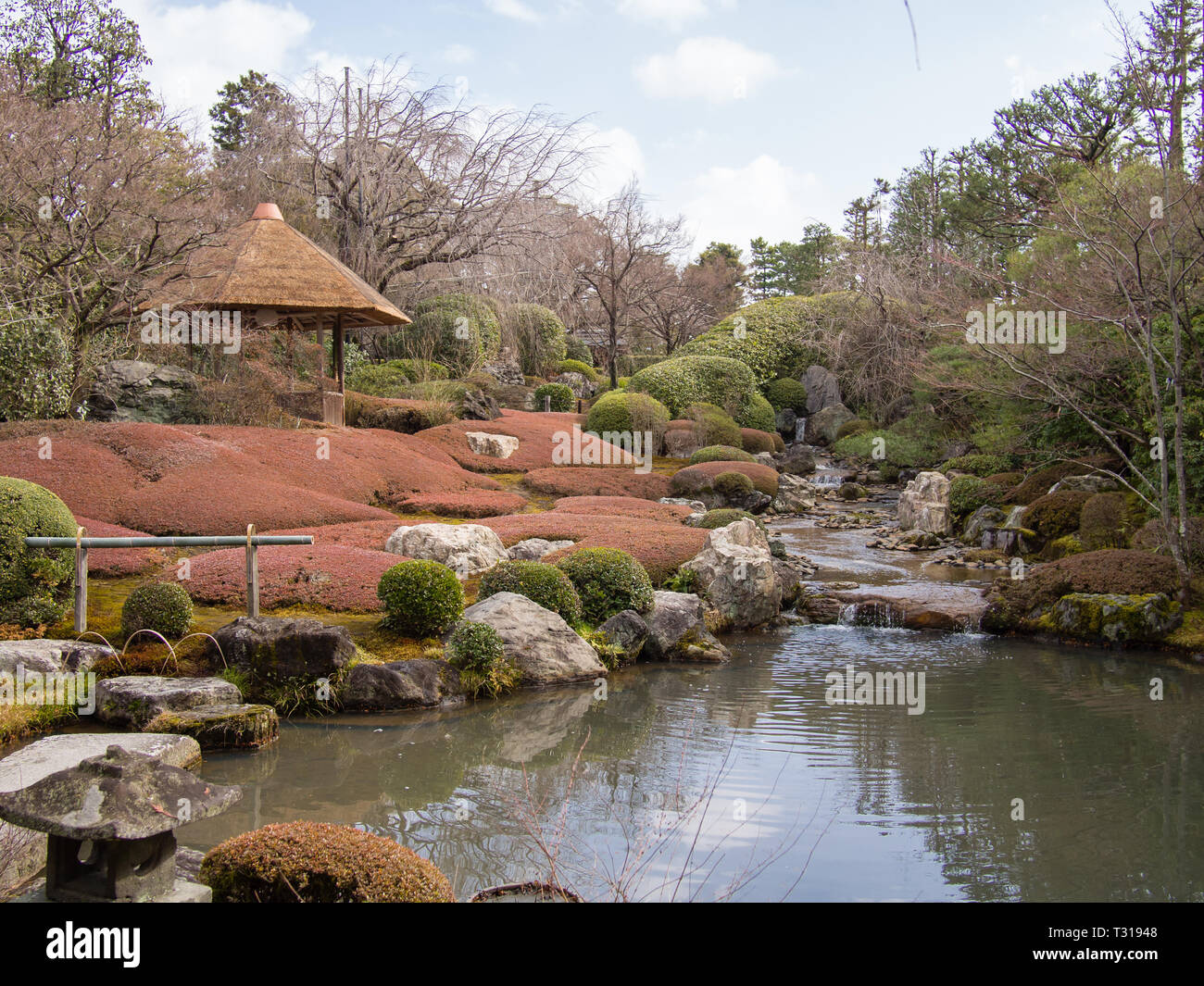 A garden at Taizo-in of Myoshin-ji Temple in Kyoto, Japan. Stock Photo
