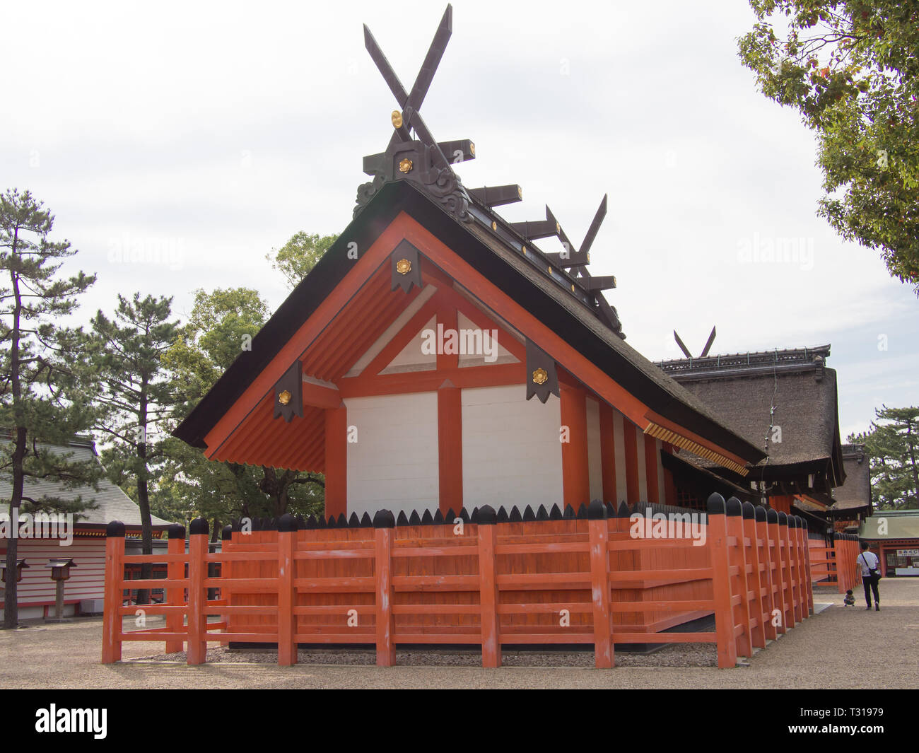 A shrine at Sumiyoshi-taisha in Osaka, Japan. Stock Photo
