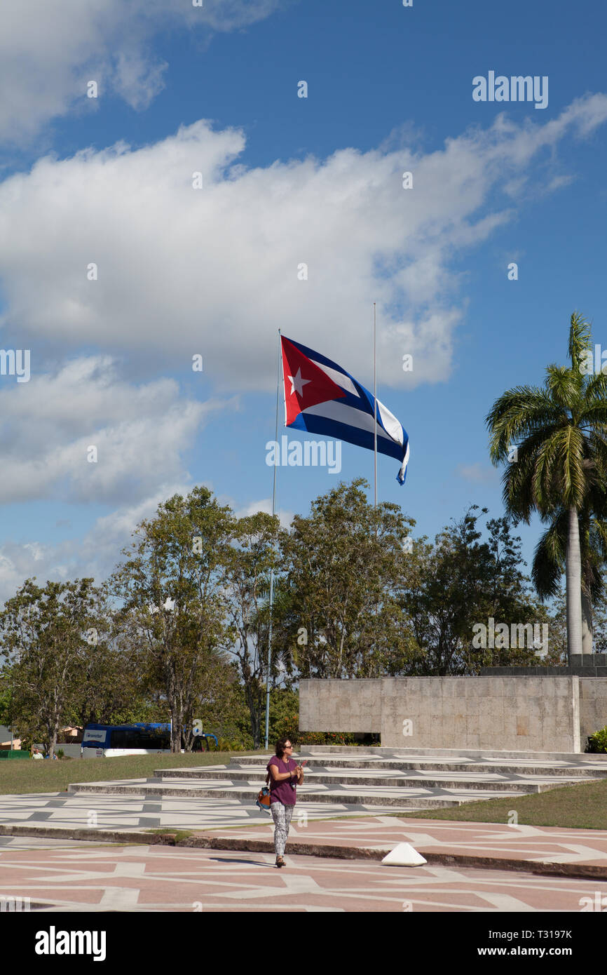 Cuban Flag at Che Guevara Monument Santa Clara Cuba Stock Photo