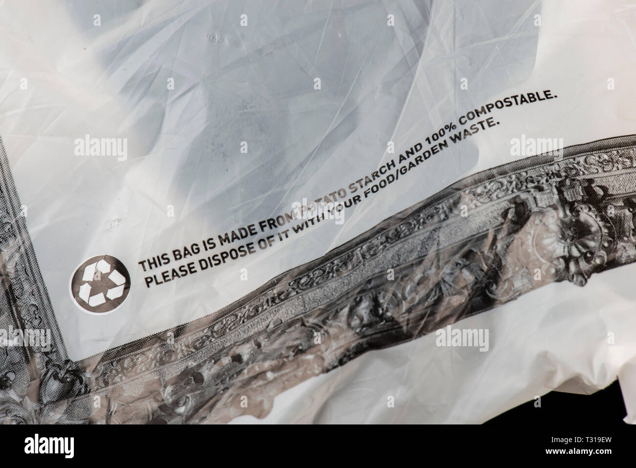 Compostable plastic bag. Logo Stock Photo Alamy