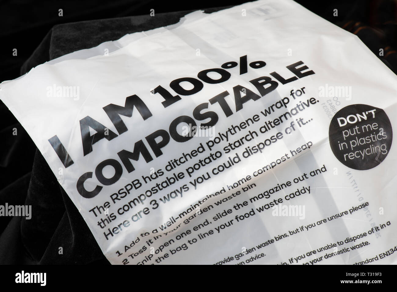 Compostable plastic bag. Logo Stock Photo Alamy