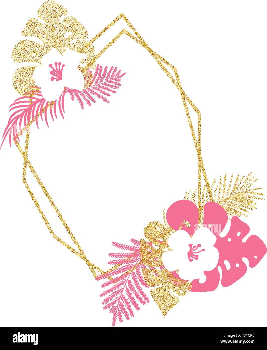 Trendy Summer Tropical Vector frame with palm Leaves and place for your ...