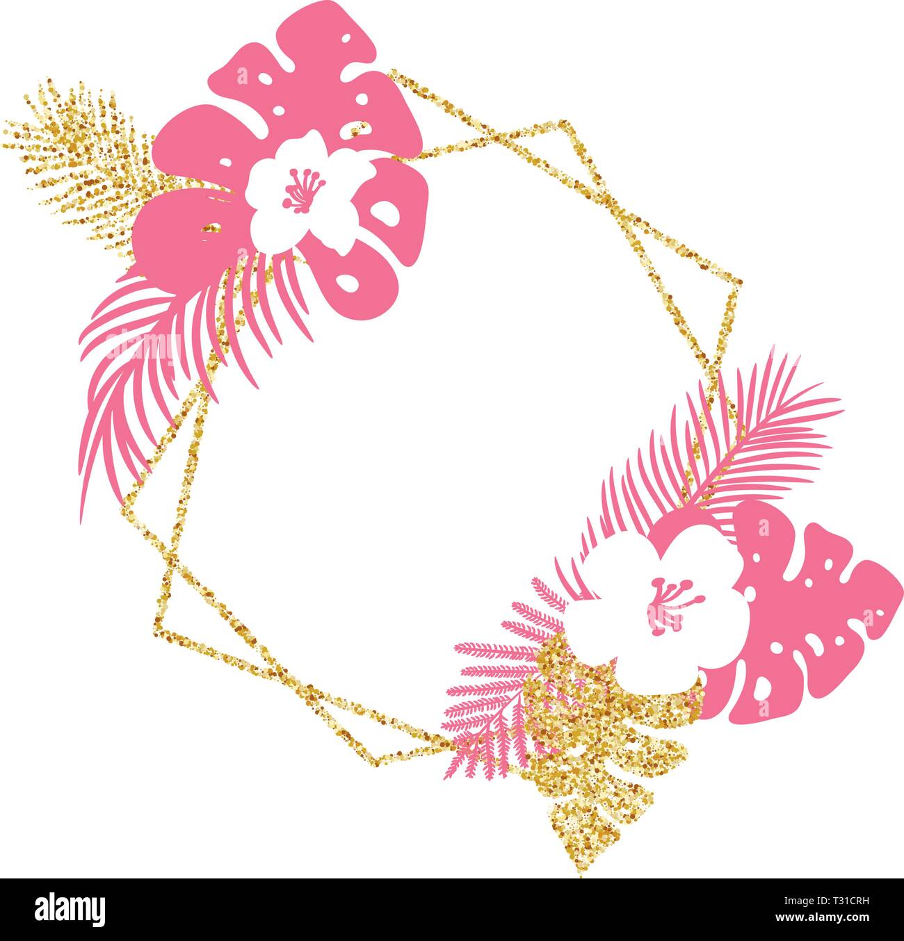 Trendy Summer Tropical Vector frame with palm Leaves and place for your ...