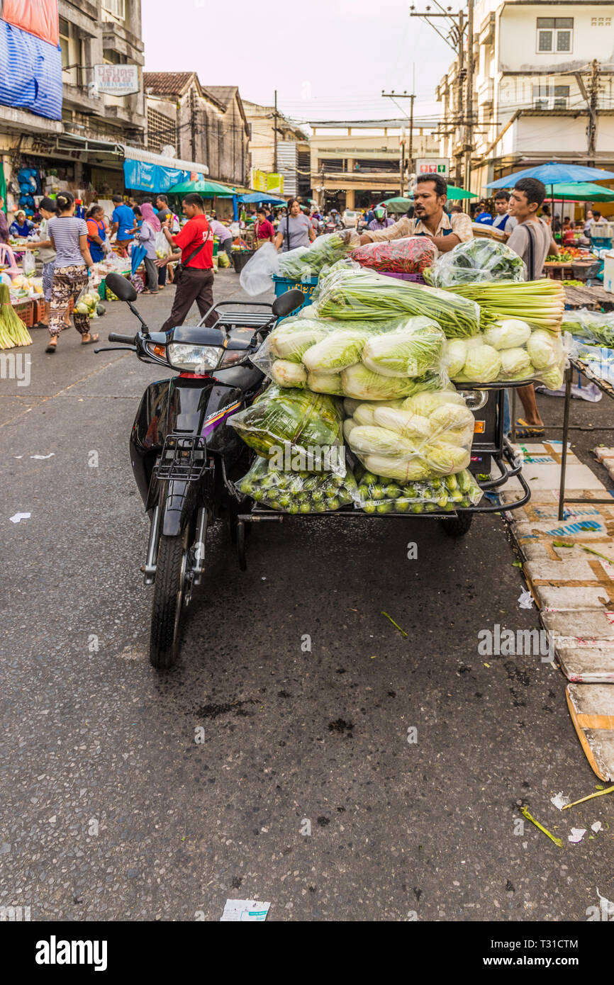February 2019. Phuket Town Thailand. A market scene at the 24 hour local fruit market in old Phuket Town Stock Photo