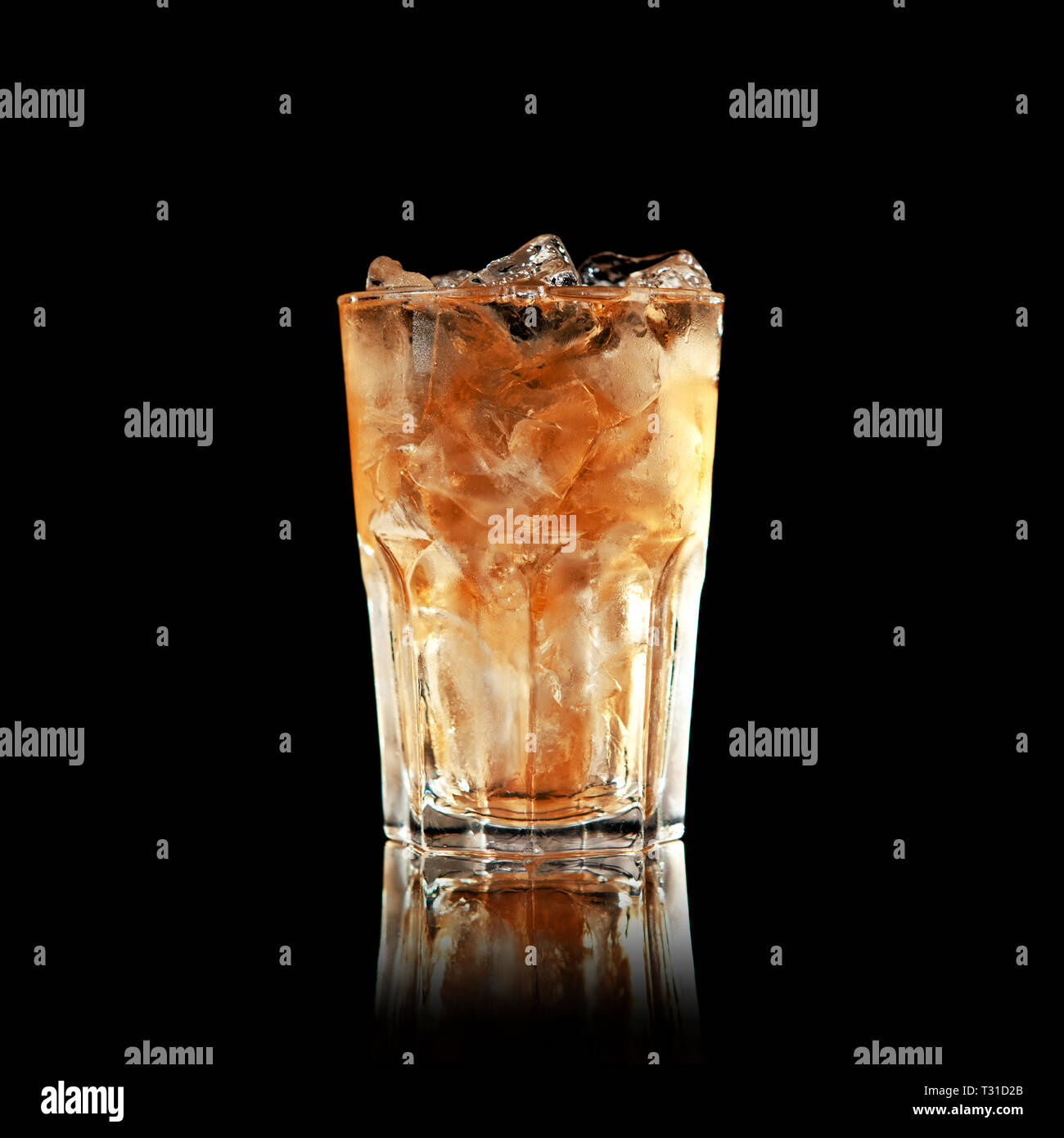 iced coffee or cocktail on a black background Stock Photo