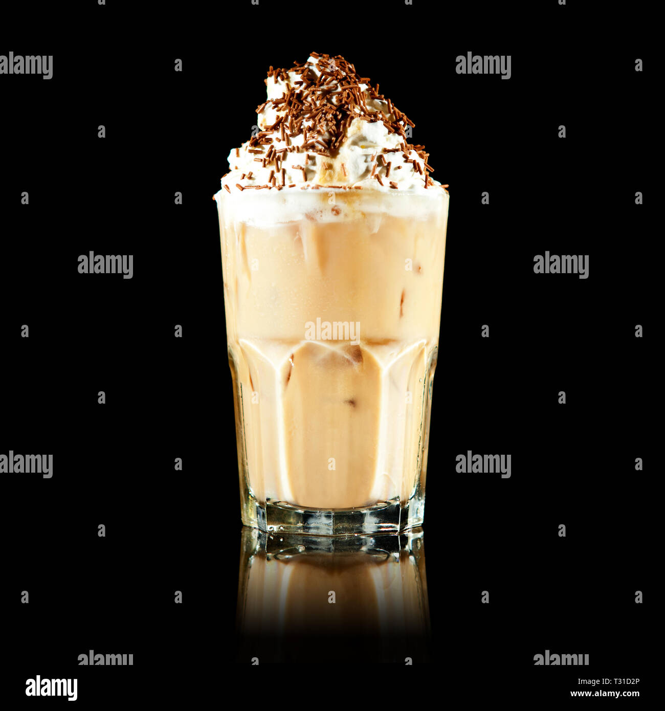 chocolate milkshake or cocktail on a black background Stock Photo