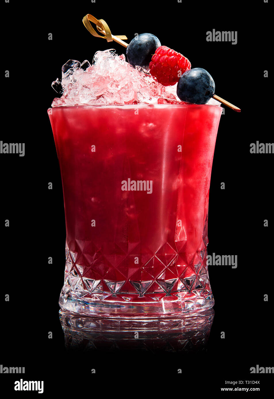 fruity berry cocktail on a black background Stock Photo