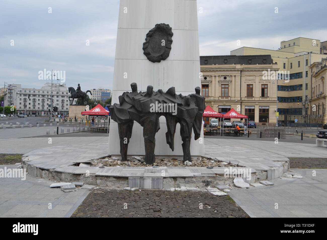 Bucharest: Romania The Memorial of Rebirth, Revolution Square Stock Photo
