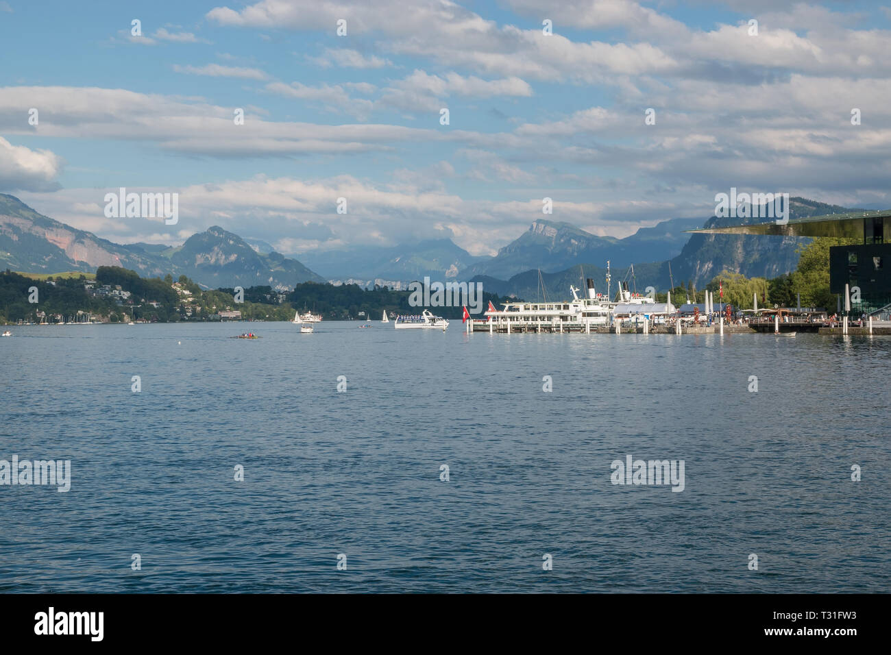 Panorama of Lucerne lake and mountains scene in Lucerne, Switzerland ...