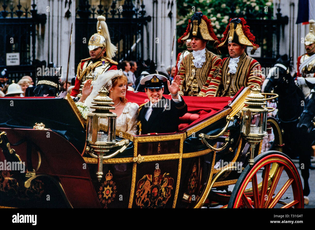 The wedding of Prince Andrew and Sarah Ferguson was held on 23 July 1986, at Westminster Abbey in London, England Stock Photo