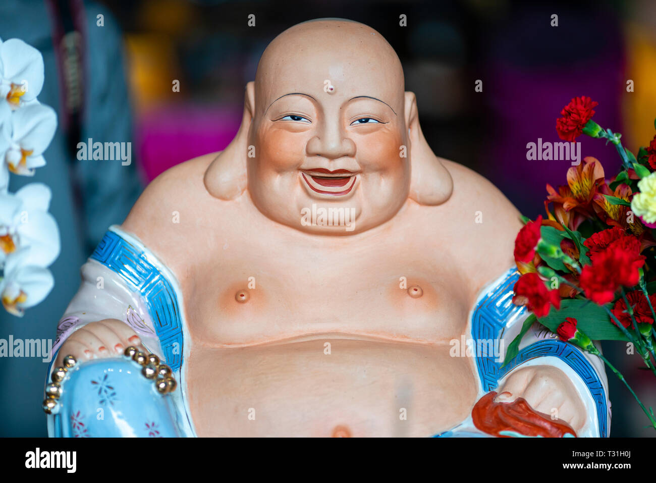 Buddhas statues in Buddhist Temple. Stock Photo