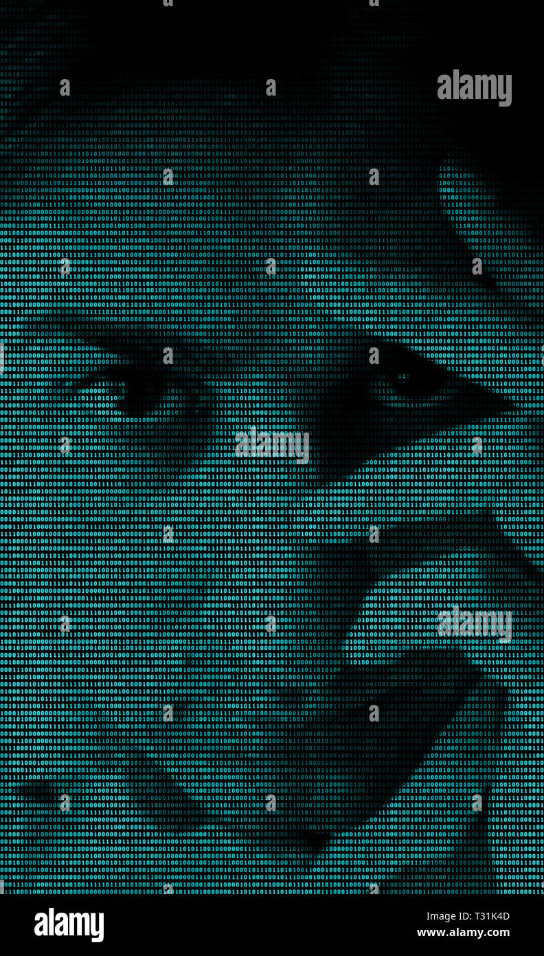 Binary code forming the face of a man Stock Photo