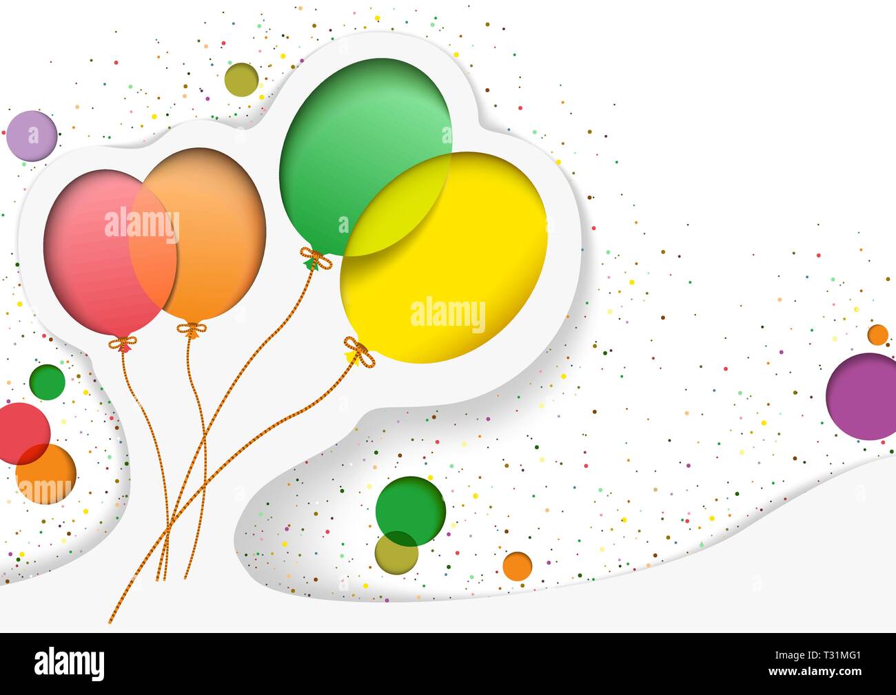 Birthday Card with Balloons in the Style of Cutouts Stock Vector Image ...