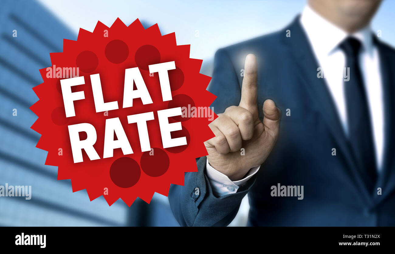 Flat rate concept is shown by businessman Stock Photo Alamy