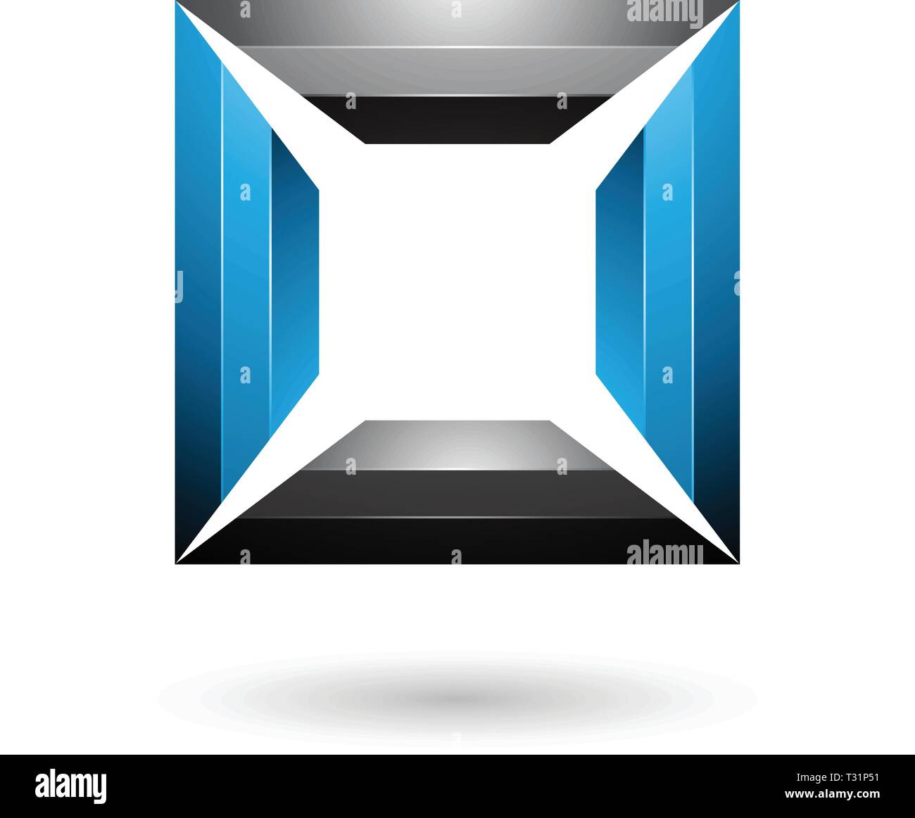 Vector Illustration of Blue and Black Glossy Square Frame isolated on a white background Stock Vector