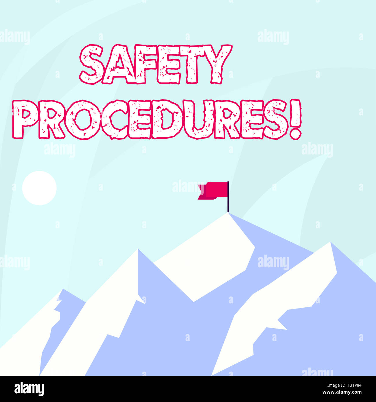 Conceptual hand writing showing Safety Procedures. Concept meaning steps description of process when deviation may cause loss Mountains with Shadow In Stock Photo