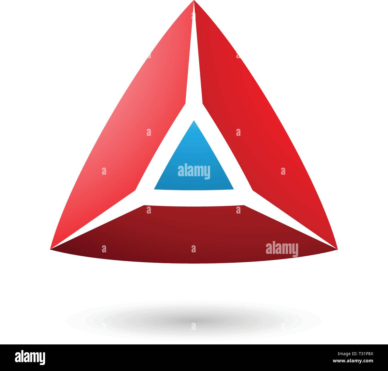 Vector Illustration of Blue and Red 3d Pyramidical Shape isolated on a ...