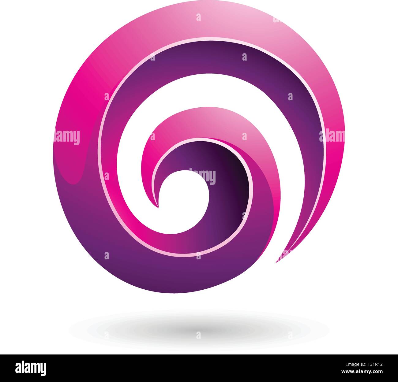 Vector Illustration of Magenta 3d Glossy Swirl Shape isolated on a ...