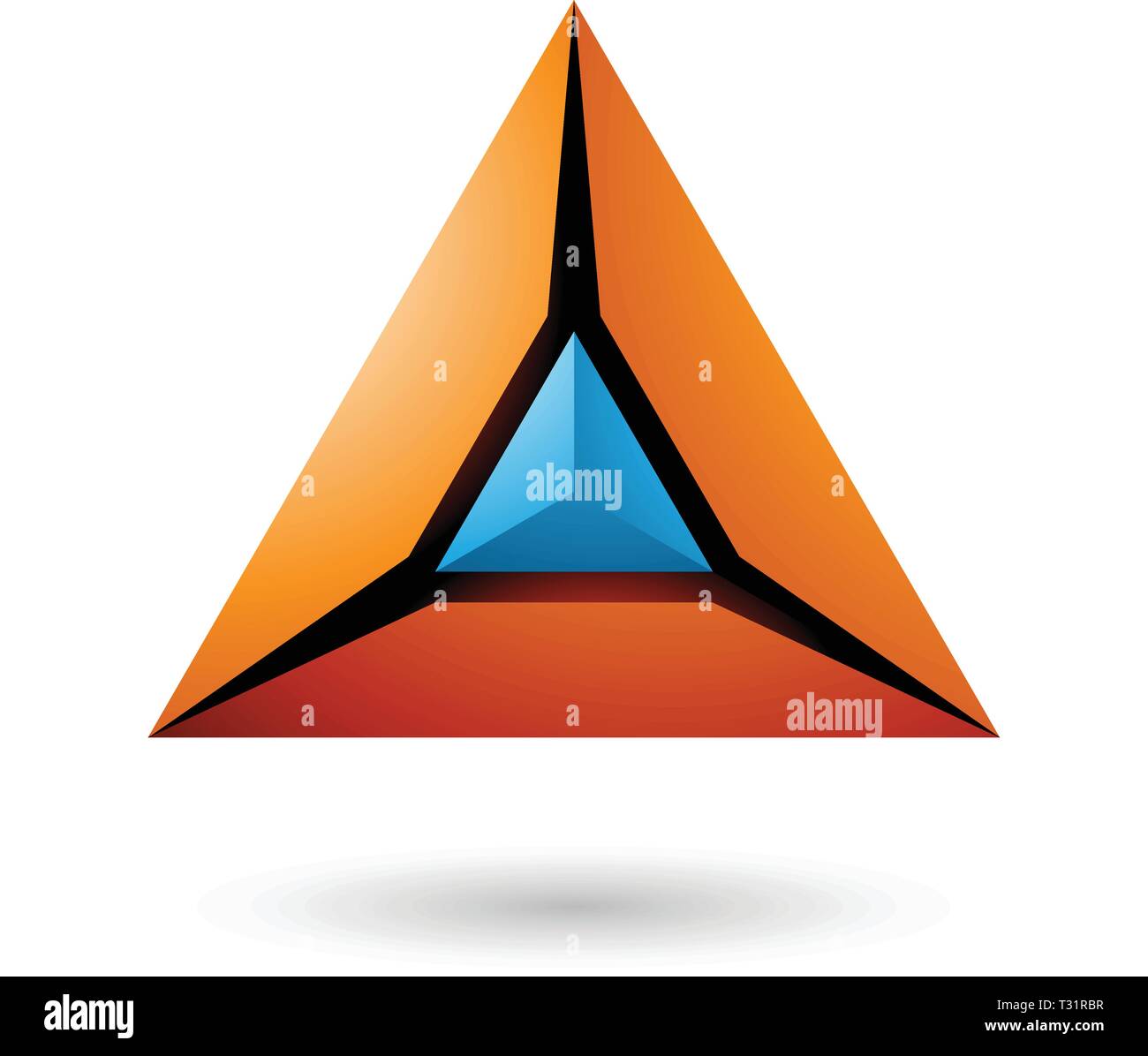 Vector Illustration of Orange and Blue 3d Pyramid Icon isolated on a ...