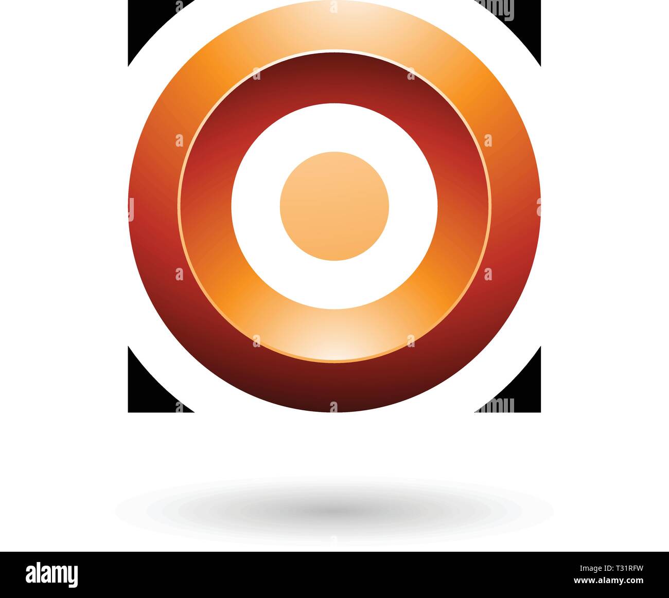 Vector Illustration of Orange Glossy Circle in a Square isolated on a white background Stock Vector