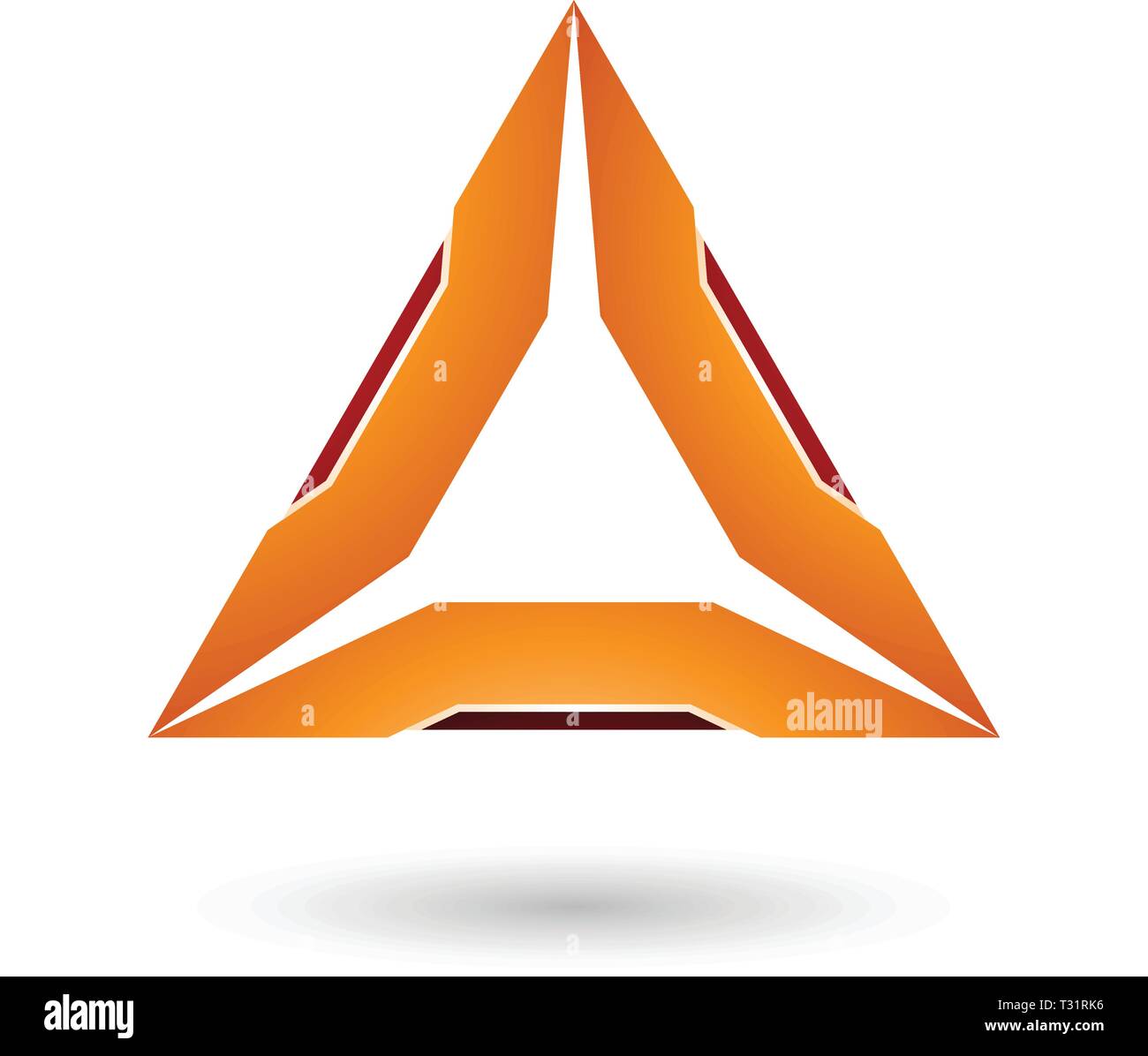 Vector Illustration of Orange Triangle with Red Edges isolated on a