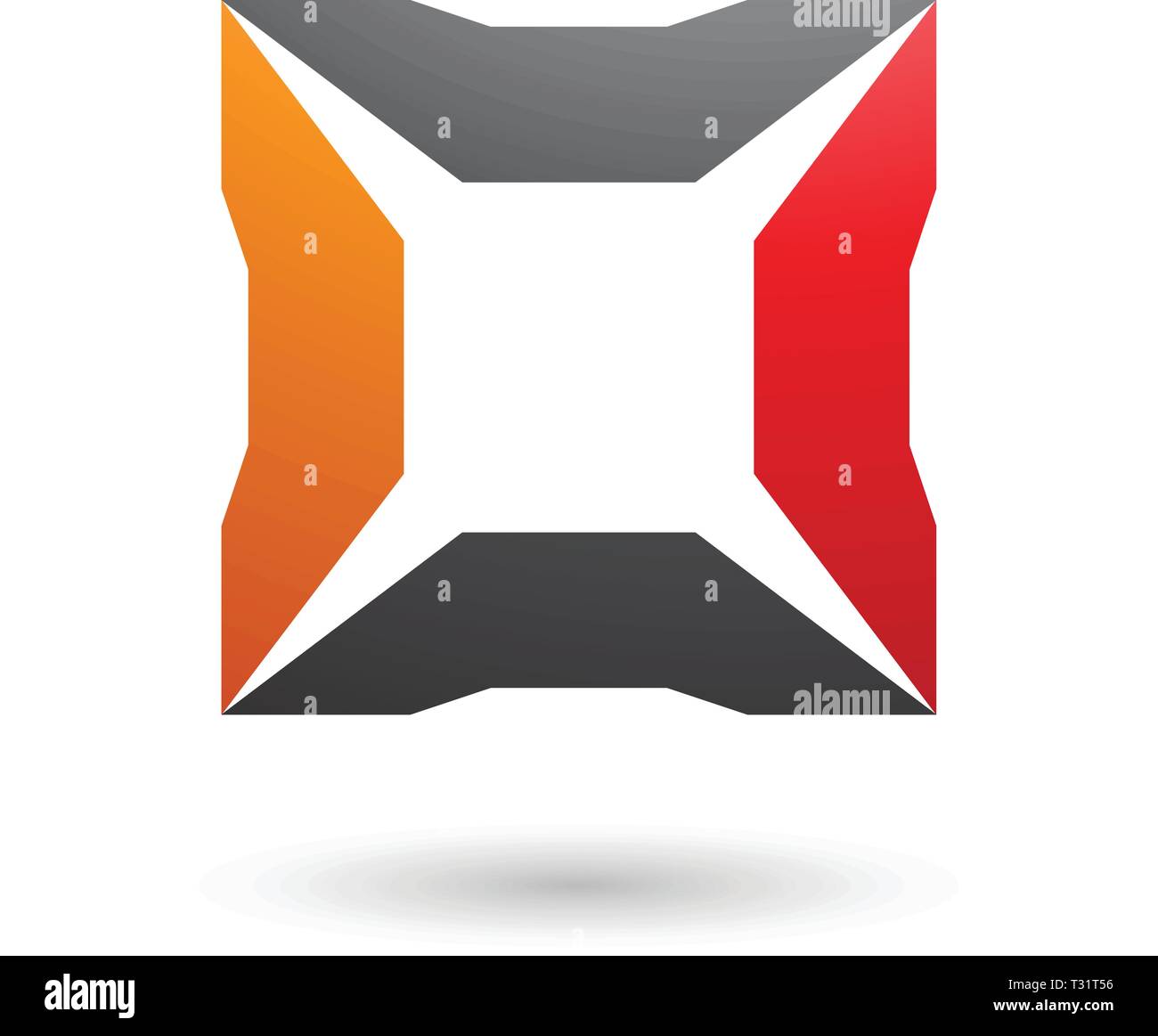 Vector Illustration of Red Black and Orange Square with Spikes isolated on a white background