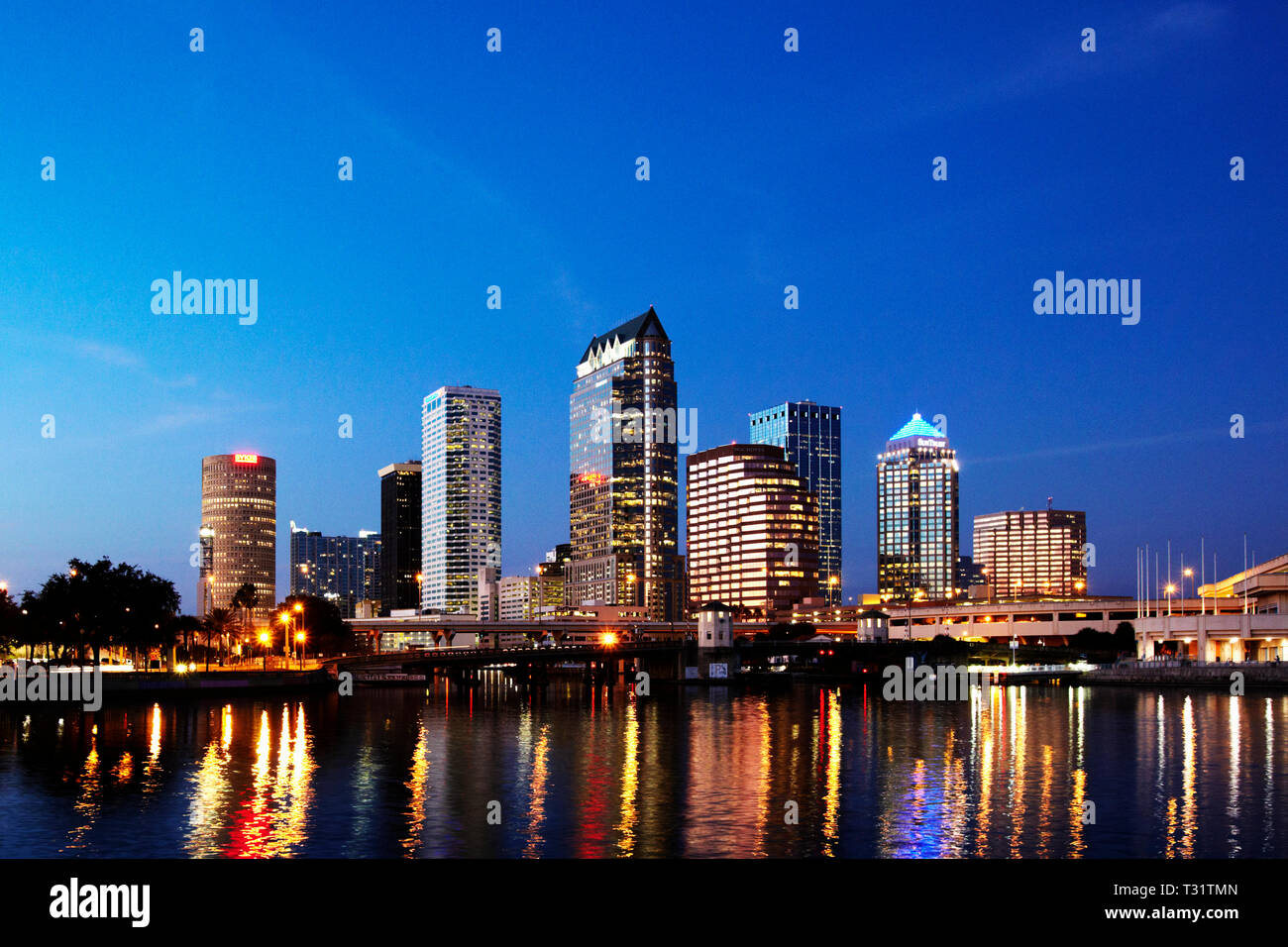 Cityscape At Night Tampa Florida United States Stock Photo Alamy