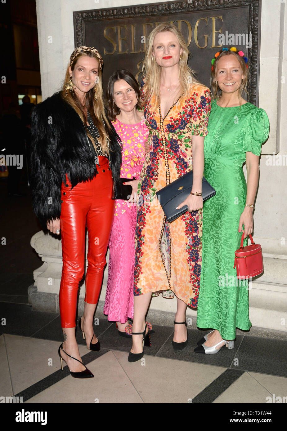 Photo Must Be Credited ©Alpha Press 078237 04/04/2019 Guest, Sophie Goodwin, Candice Lake and Martha Ward at the Pat McGrath A Technicolour Odyssey Campaign Launch Party held at Brasserie of Light in Selfridges, London. Stock Photo