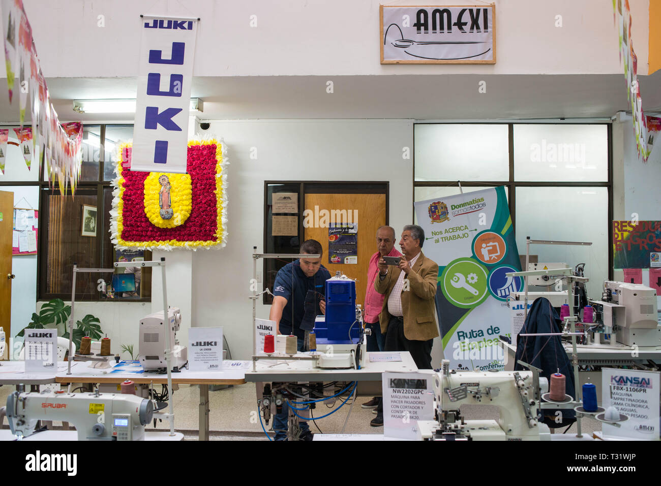 Donmatias, Antioquia Sewing machine exhibition, Town Hall Stock Photo