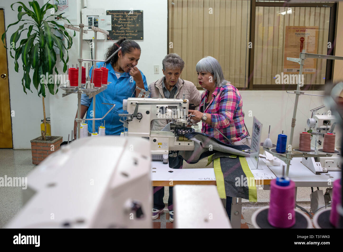 Donmatias, Antioquia Sewing machine exhibition, Town Hall Stock Photo