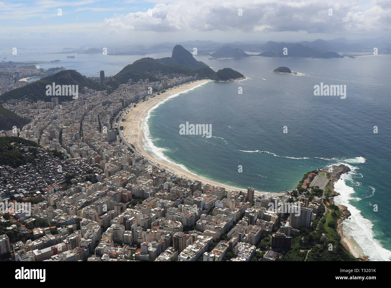 Scenic flight over the coastline of Rio de Janeiro with amazing views Stock Photo