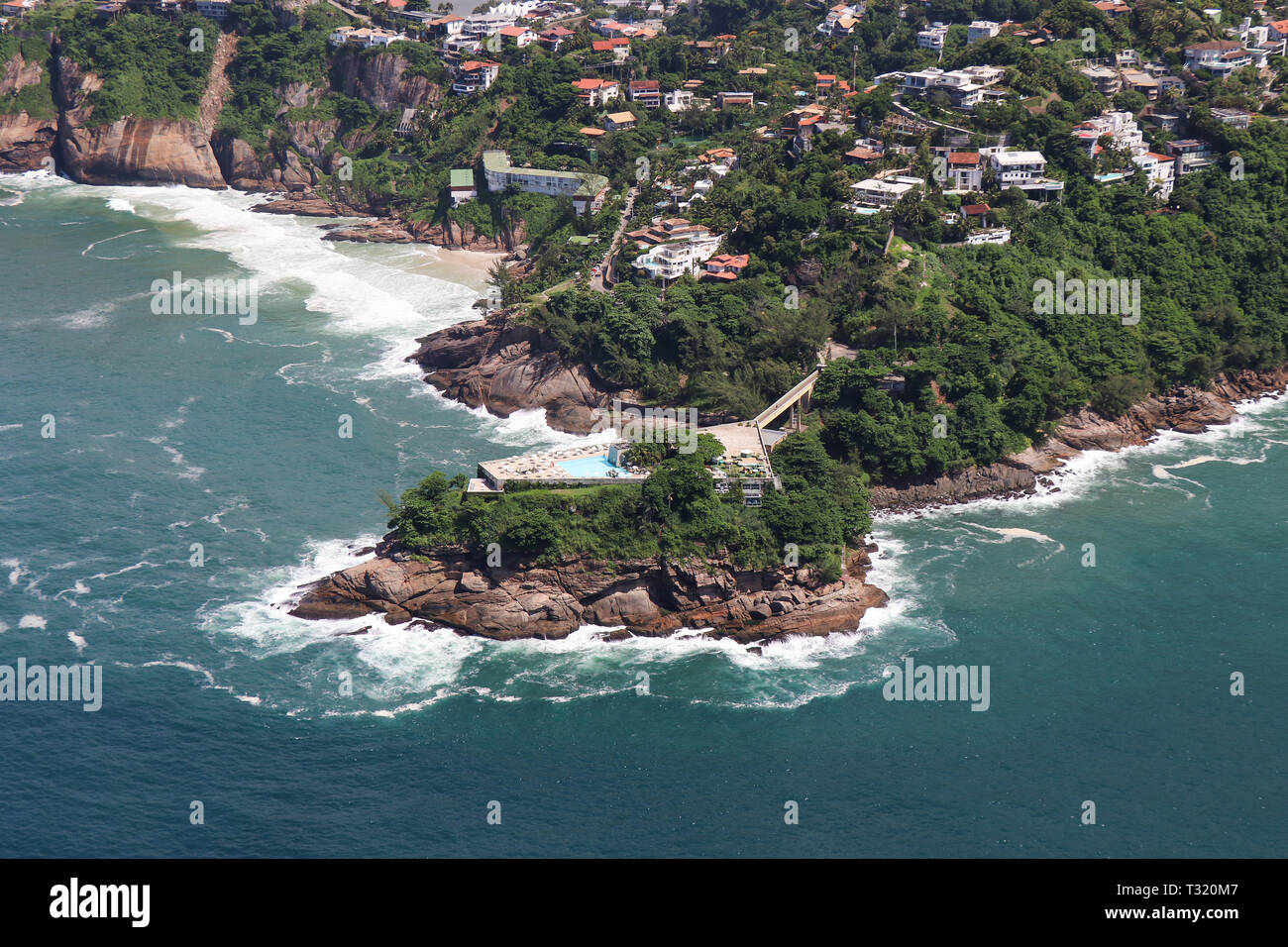 Scenic flight over the coastline of Rio de Janeiro with amazing views Stock Photo