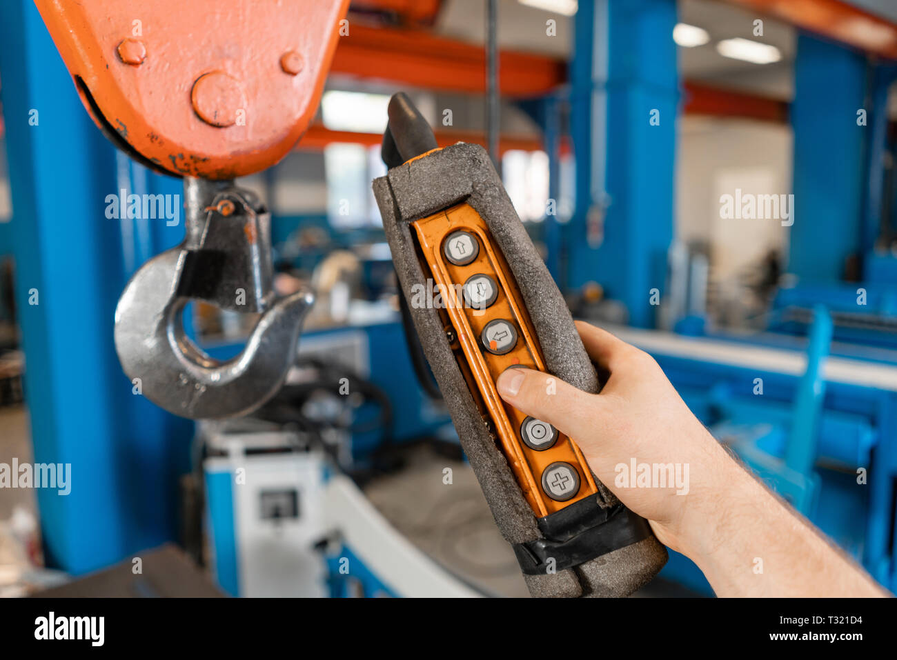 Crane hook. The system of pulleys and ropes, a hanging mechanism in the