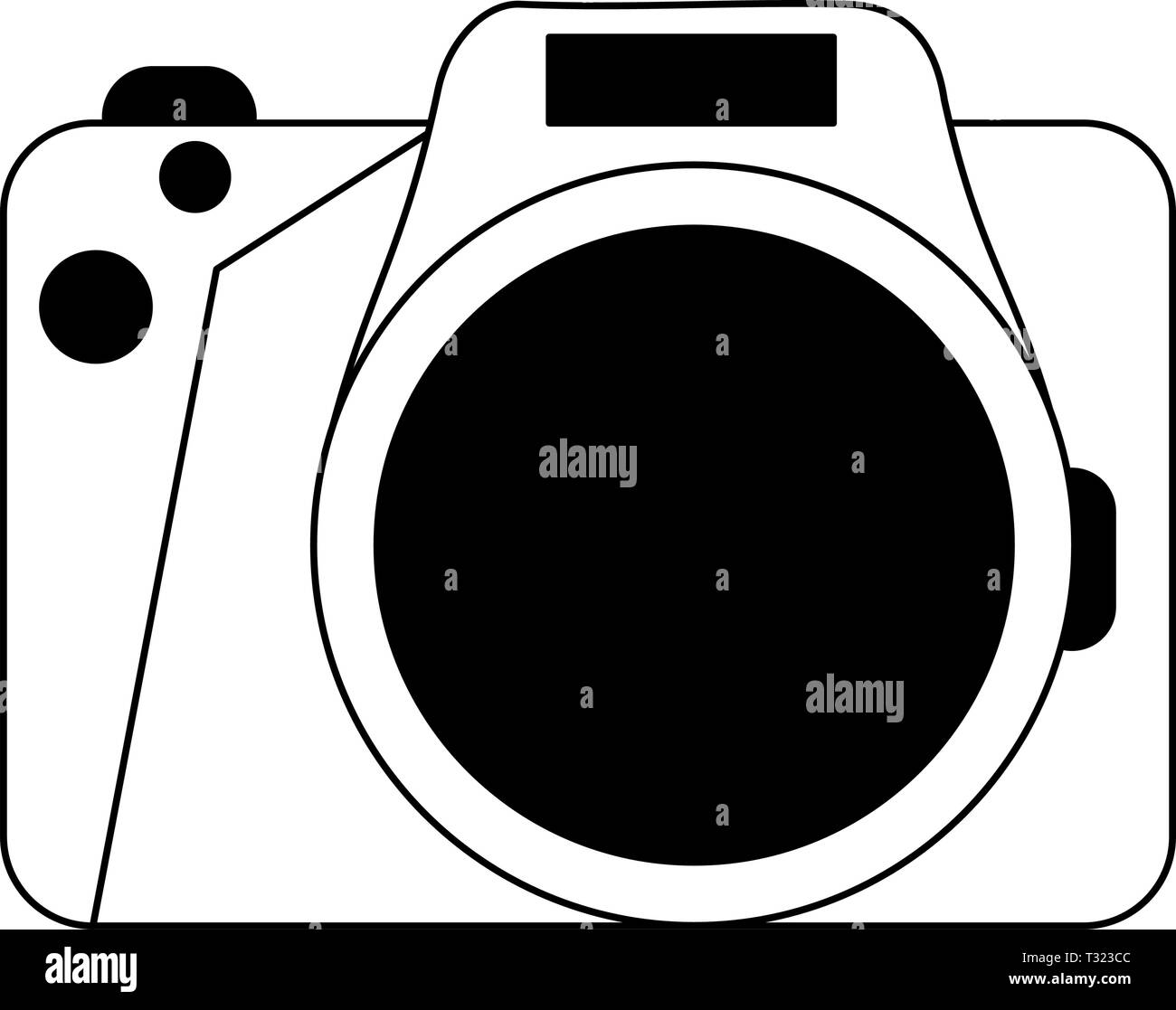 vintage photographic camera symbol in black and white Stock Vector ...
