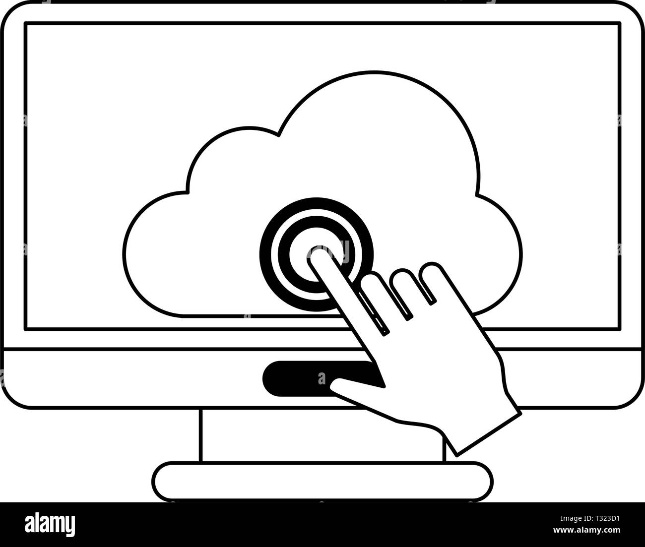Cloud computing technology in black and white Stock Vector Image & Art ...