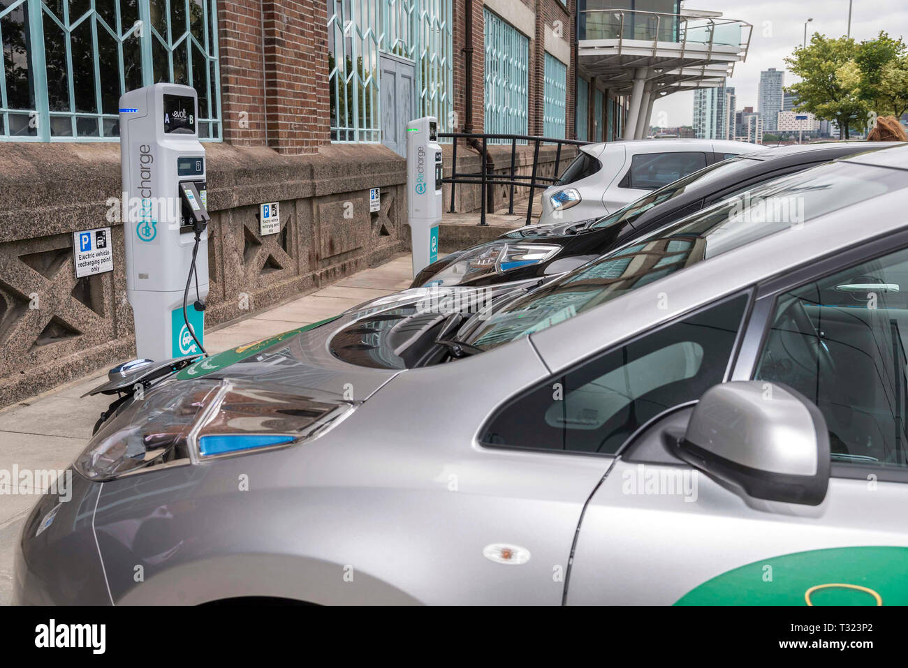 Electric Car charging points at ferry terminal Stock Photo Alamy